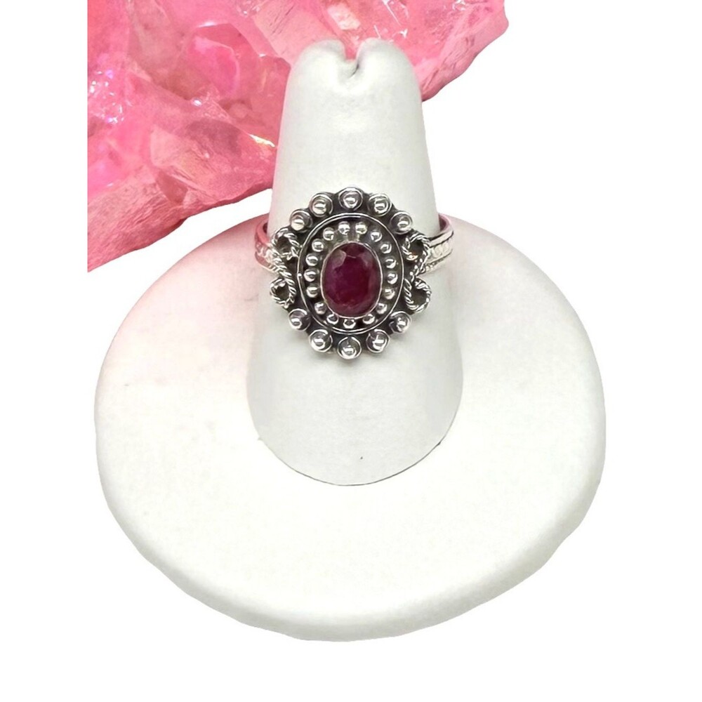 Ruby Ring Size 7.5 Solid 925 Sterling Silver